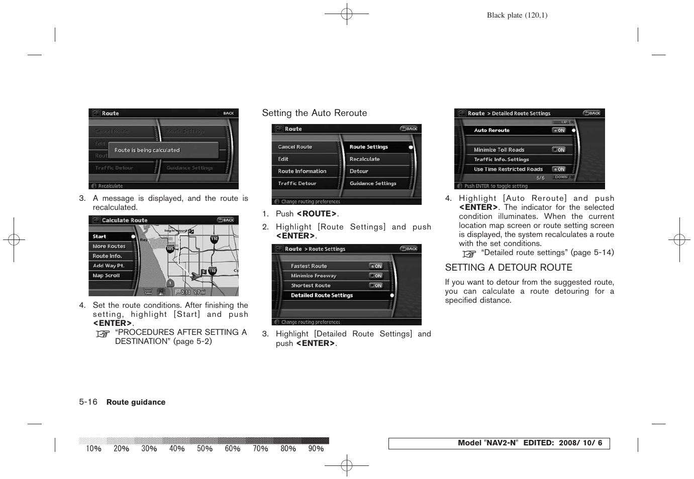 Setting a detour route -16 | NISSAN 2009 Murano User Manual | Page 118 / 264