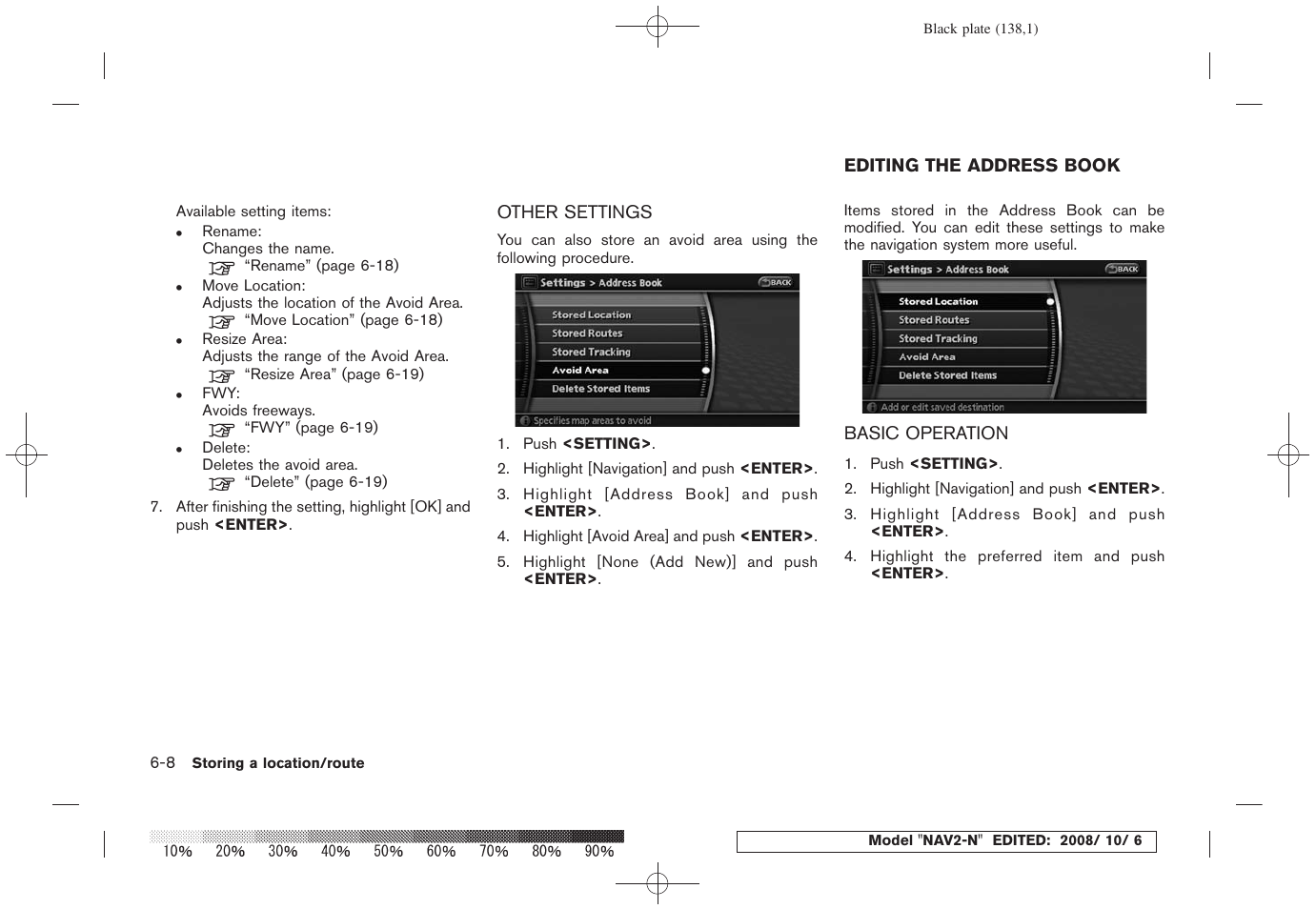 Other settings -8, Editing the address book -8, Basic operation -8 | NISSAN 2009 Murano User Manual | Page 136 / 264