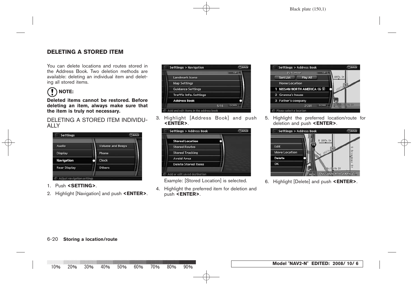 Deleting a stored item -20, Deleting a stored item individually -20 | NISSAN 2009 Murano User Manual | Page 148 / 264