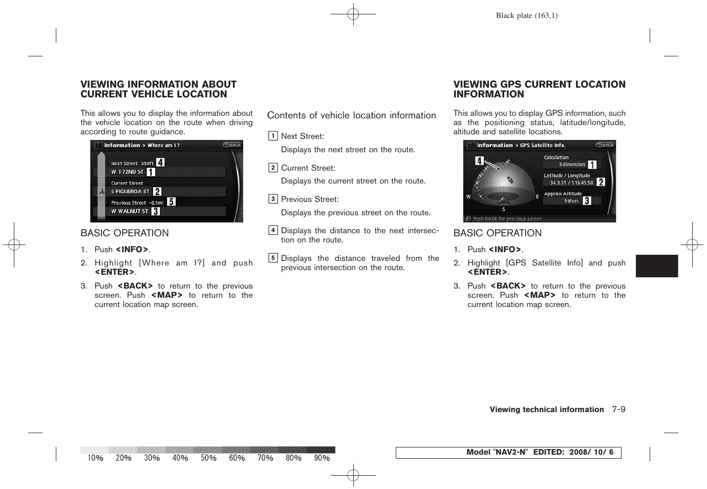 Basic operation -9, Viewing gps current location information -9 | NISSAN 2009 Murano User Manual | Page 159 / 264
