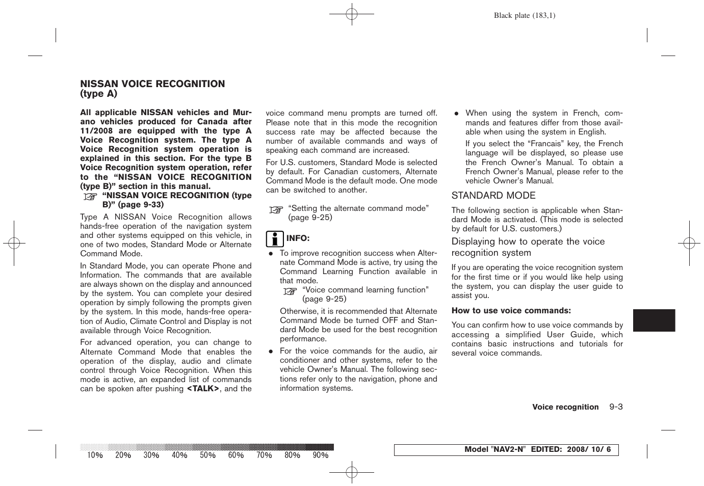 Nissan voice recognition (type a) -3, Standard mode -3 | NISSAN 2009 Murano User Manual | Page 175 / 264