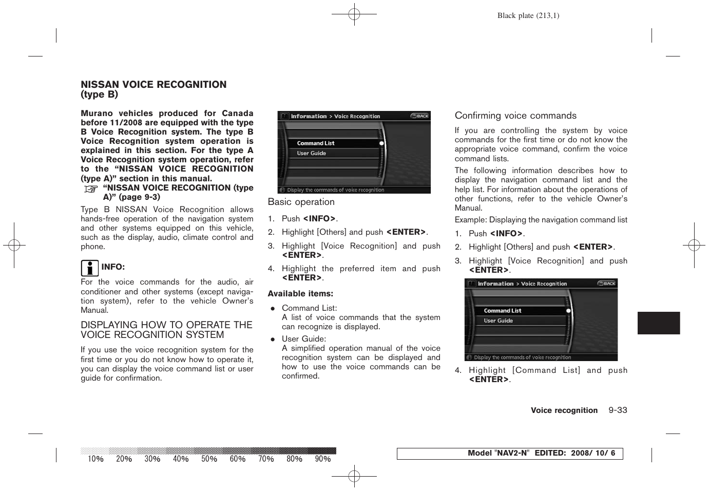 Nissan voice recognition (type b) -33 | NISSAN 2009 Murano User Manual | Page 205 / 264