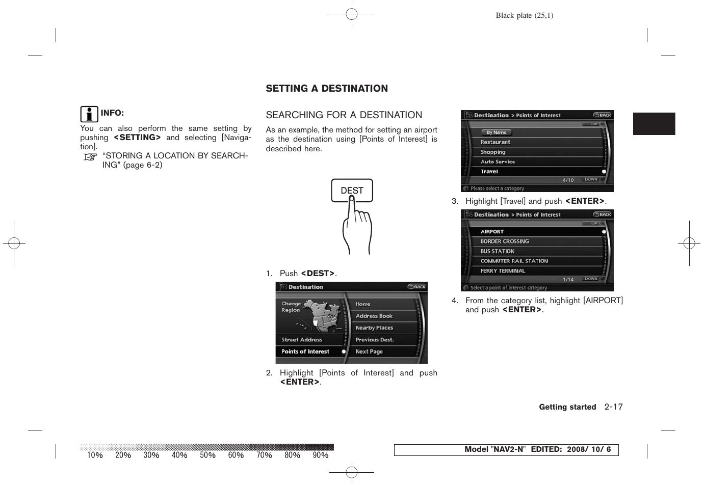 Setting a destination -17, Searching for a destination -17 | NISSAN 2009 Murano User Manual | Page 23 / 264