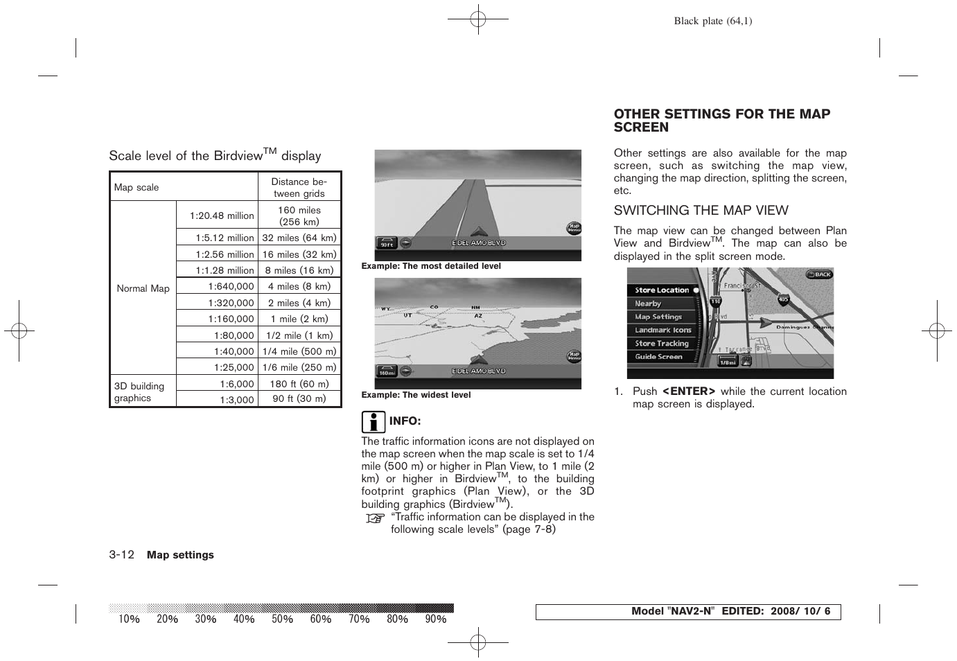 Other settings for the map screen -12, Switching the map view -12 | NISSAN 2009 Murano User Manual | Page 62 / 264