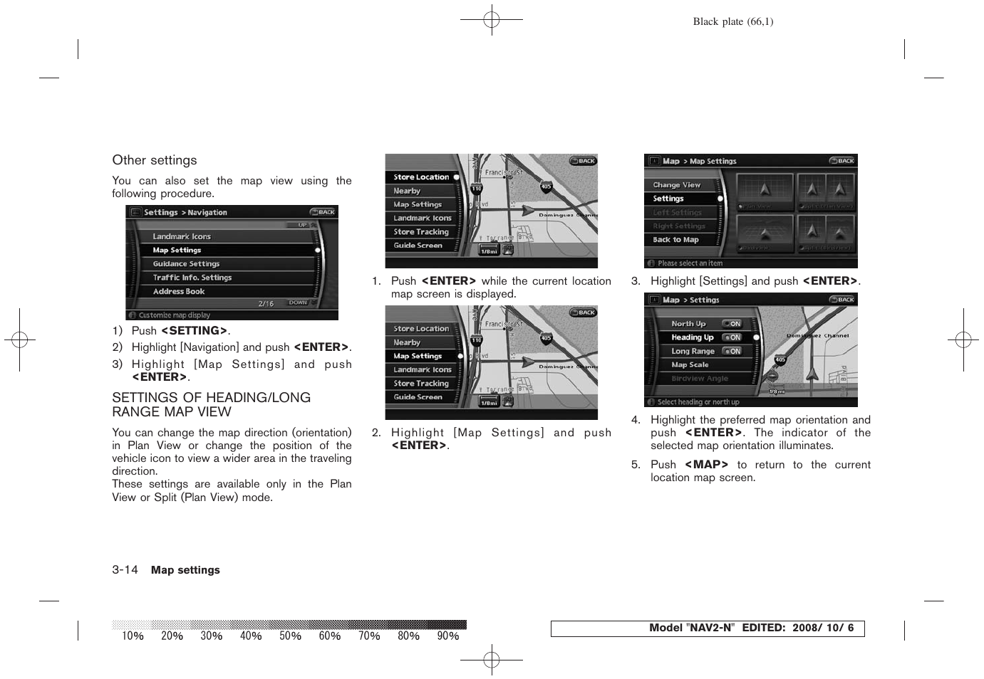 Settings of heading/long range map view -14 | NISSAN 2009 Murano User Manual | Page 64 / 264