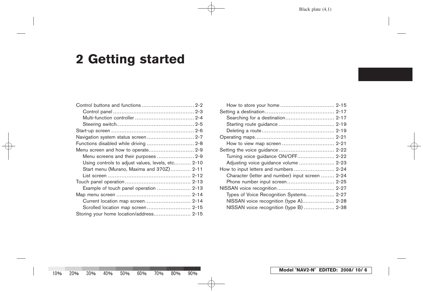 Getting started, 2 getting started | NISSAN 2009 Murano User Manual | Page 7 / 264