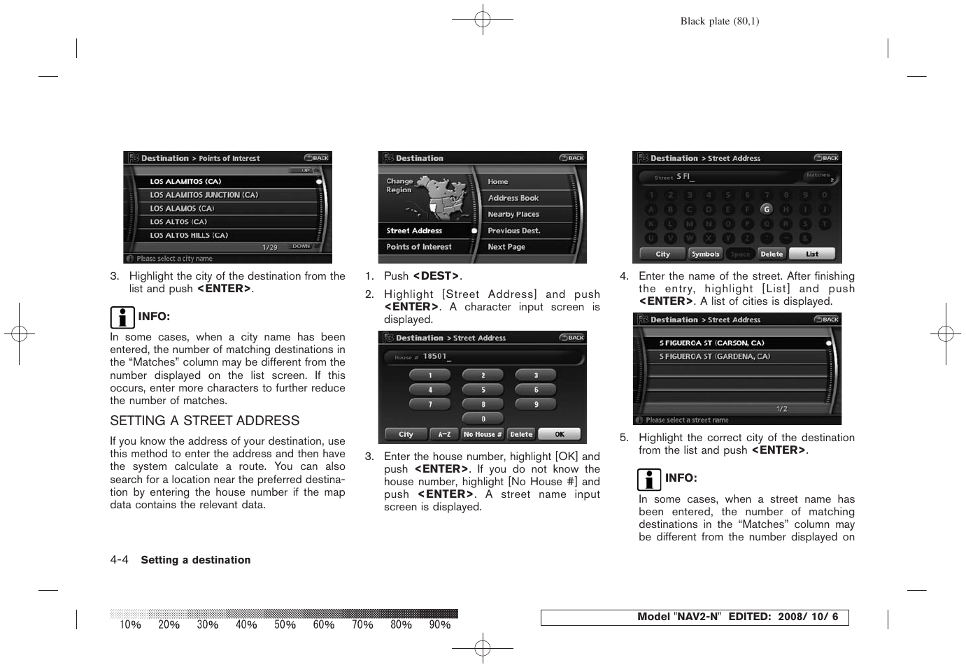 Setting a street address -4 | NISSAN 2009 Murano User Manual | Page 78 / 264