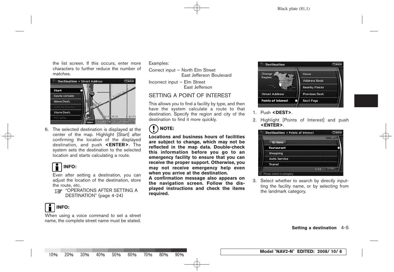 Setting a point of interest -5 | NISSAN 2009 Murano User Manual | Page 79 / 264