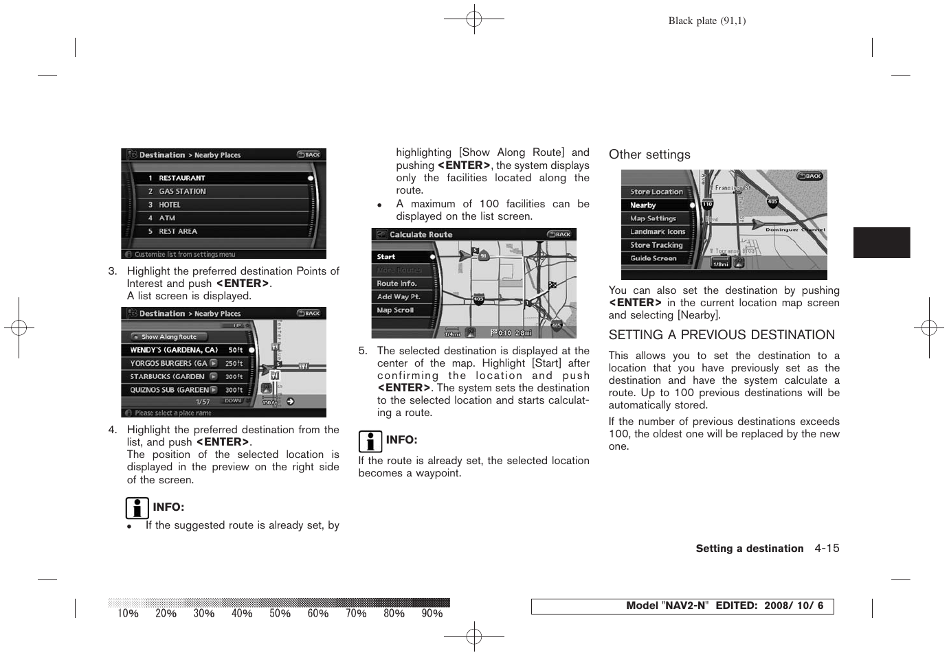 Setting a previous destination -15 | NISSAN 2009 Murano User Manual | Page 89 / 264