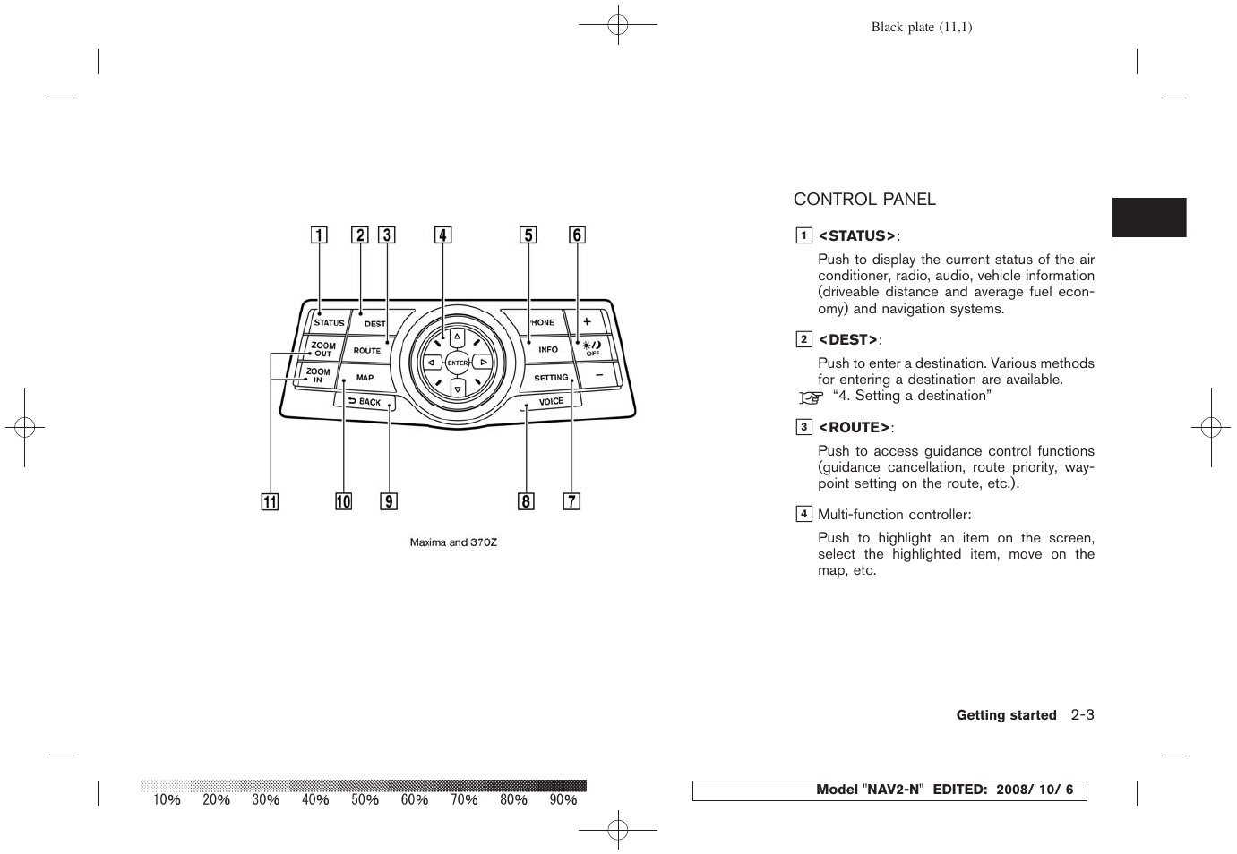 Control panel -3 | NISSAN 2009 Murano User Manual | Page 9 / 264