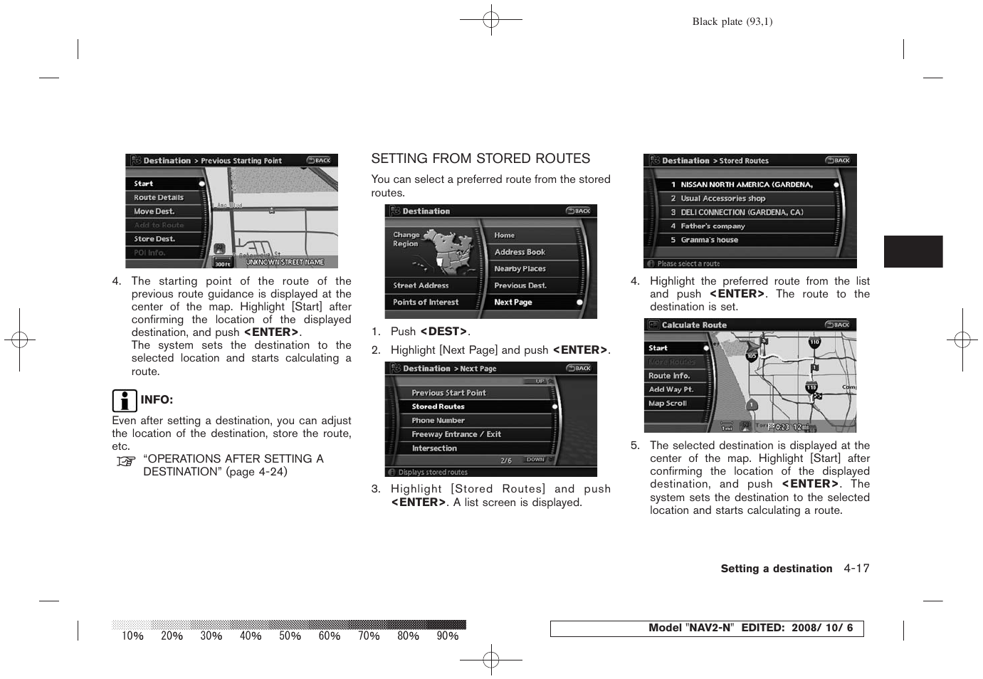 Setting from stored routes -17 | NISSAN 2009 Murano User Manual | Page 91 / 264