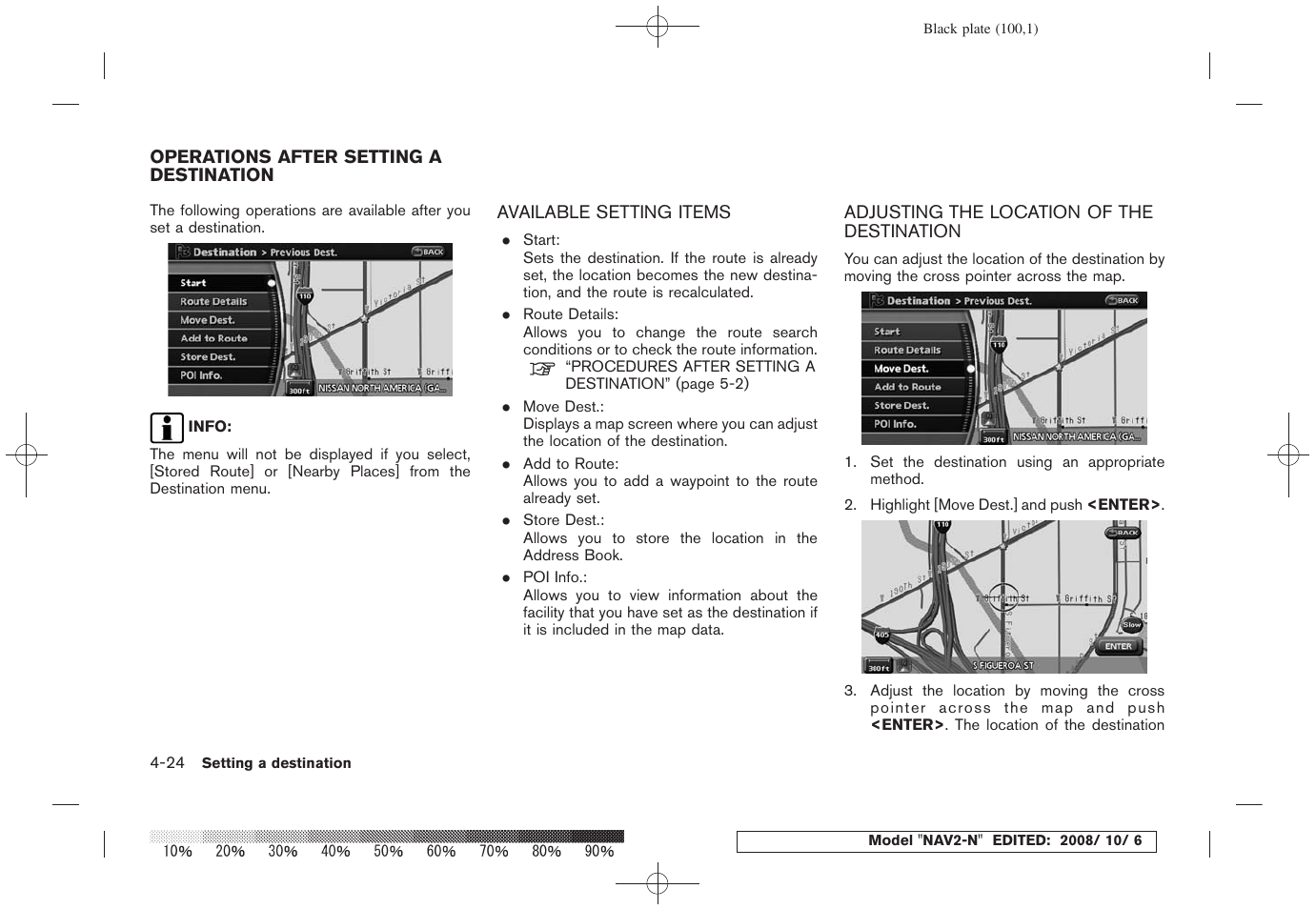 Operations after setting a destination -24 | NISSAN 2009 Murano User Manual | Page 98 / 264