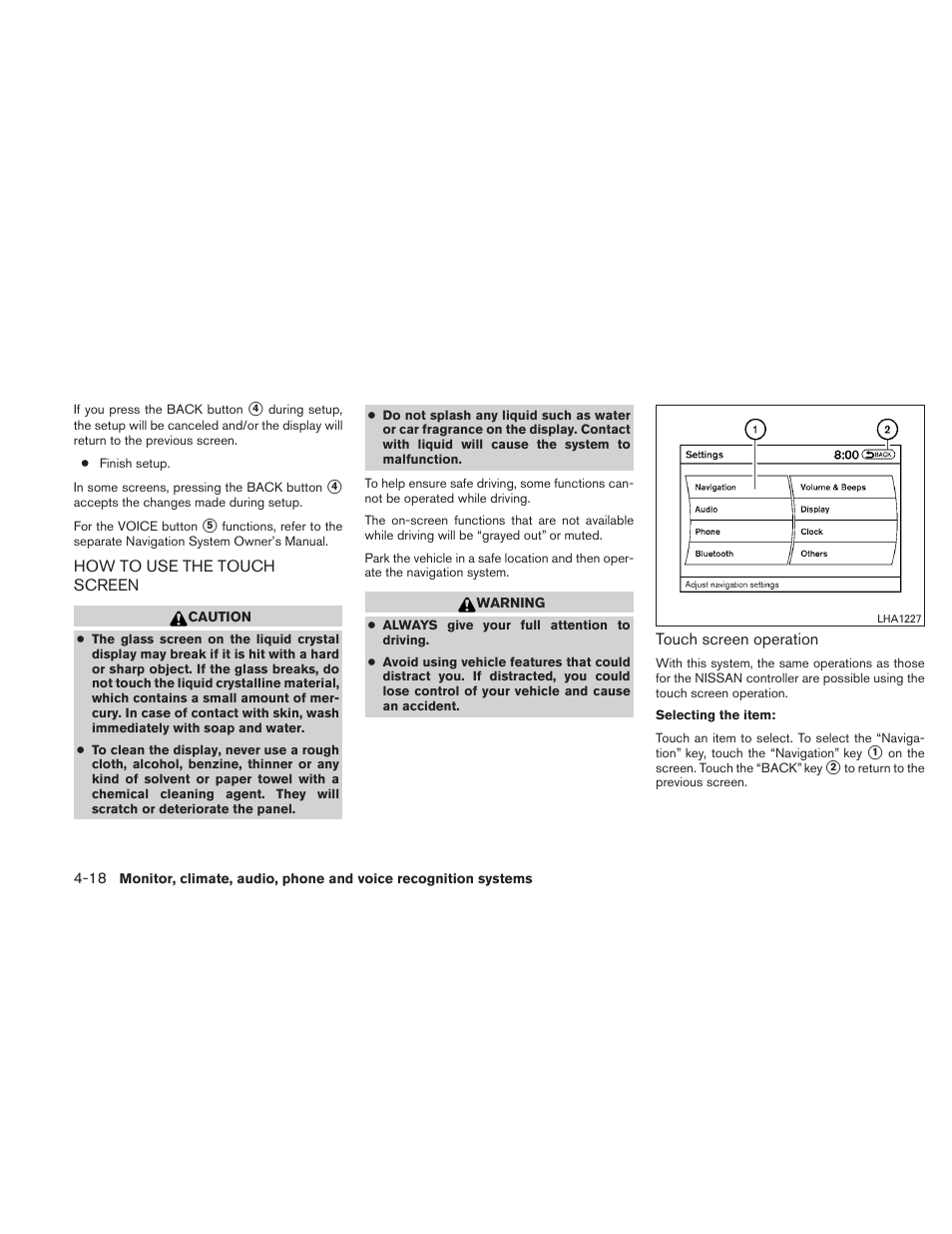 How to use the touch screen -18 | NISSAN 2010 Maxima User Manual | Page 179 / 458