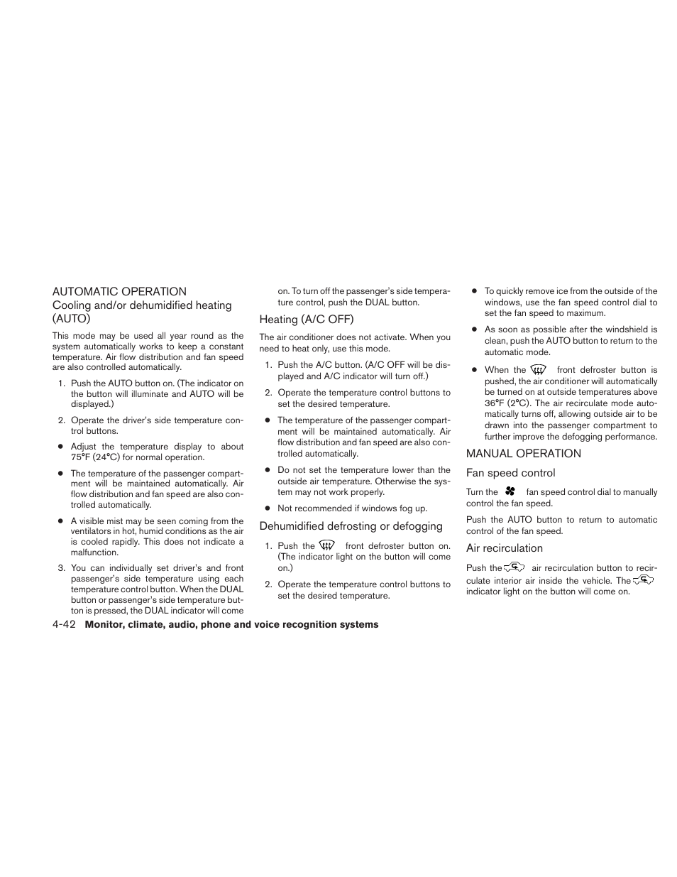 Automatic operation -42 manual operation -42 | NISSAN 2010 Maxima User Manual | Page 203 / 458