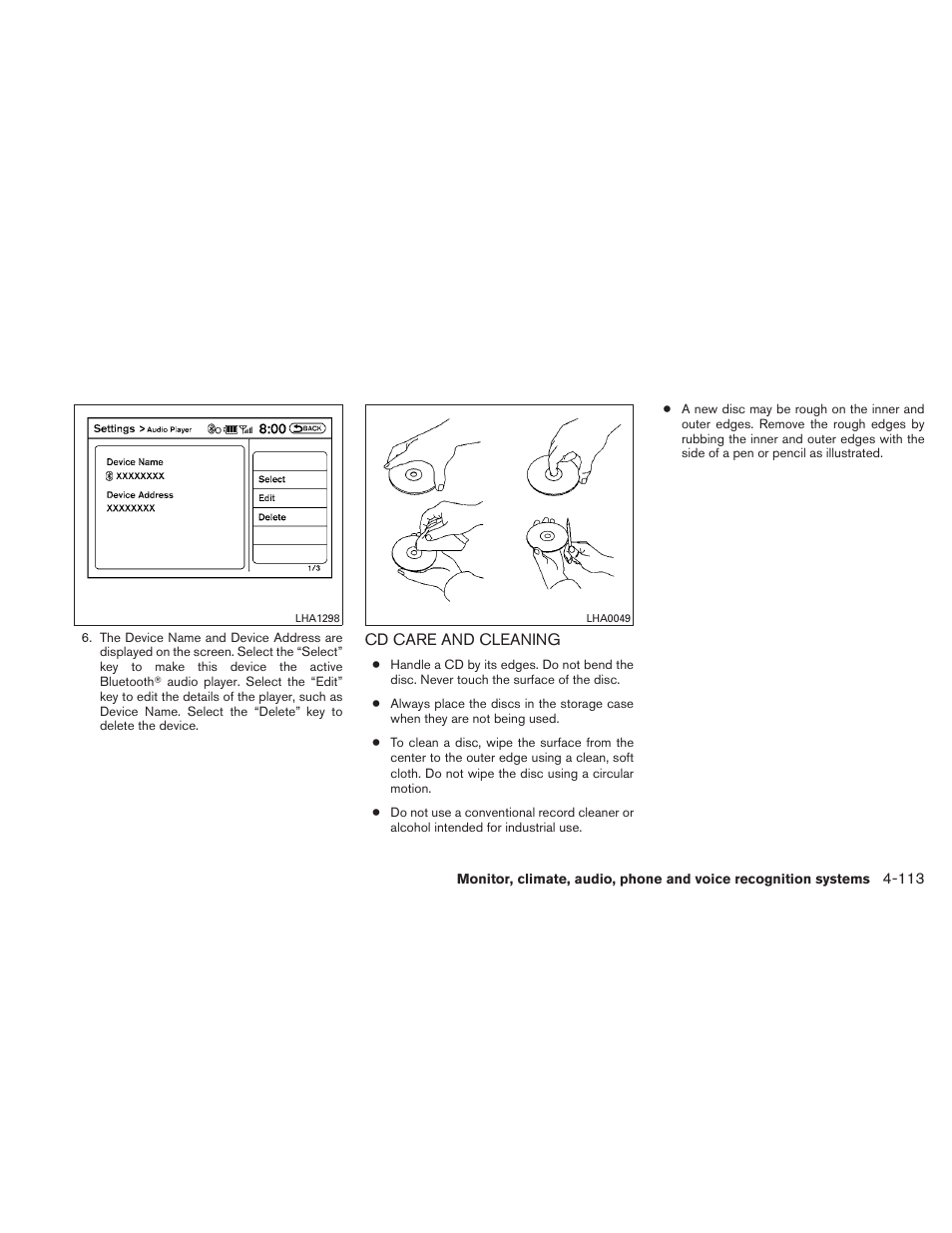 Cd care and cleaning -113 | NISSAN 2010 Maxima User Manual | Page 274 / 458