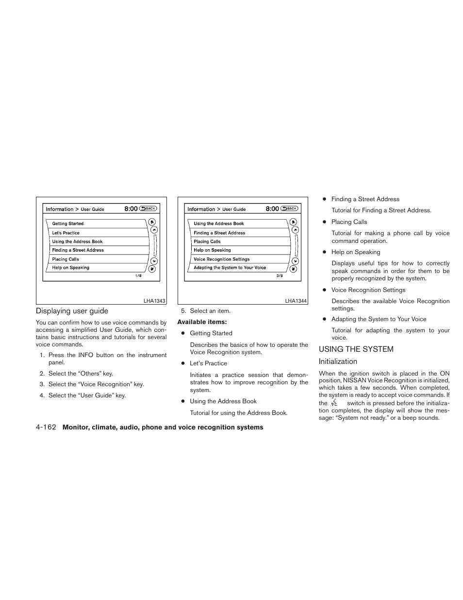 Using the system -162 | NISSAN 2010 Maxima User Manual | Page 323 / 458