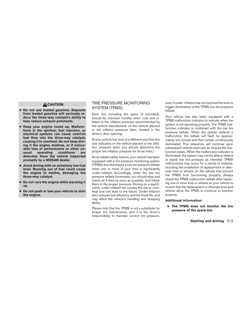 Tire pressure monitoring system (tpms) -3 | NISSAN 2010 Maxima User Manual | Page 332 / 458