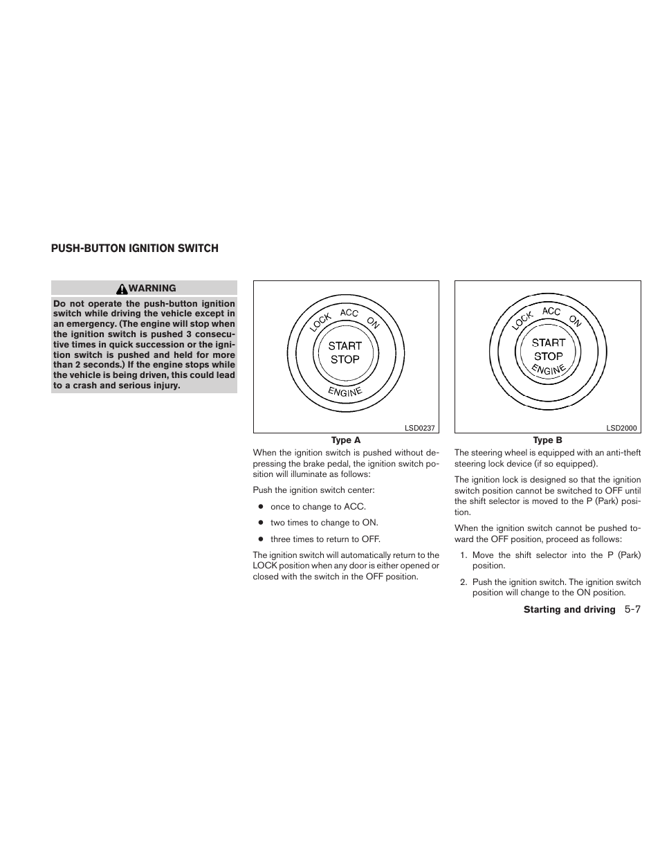 Push-button ignition switch -7 | NISSAN 2010 Maxima User Manual | Page 336 / 458