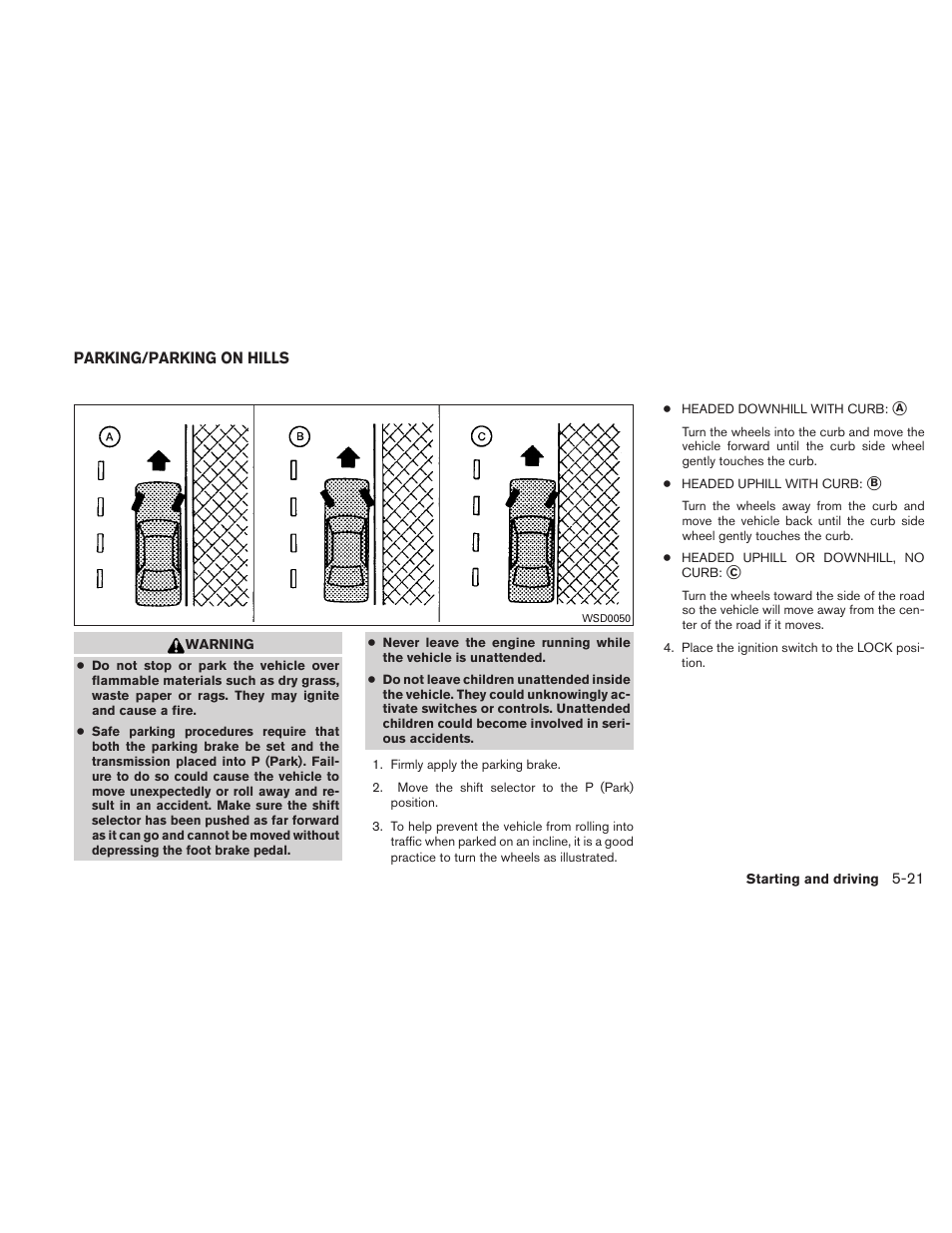 Parking/parking on hills -21 | NISSAN 2010 Maxima User Manual | Page 350 / 458