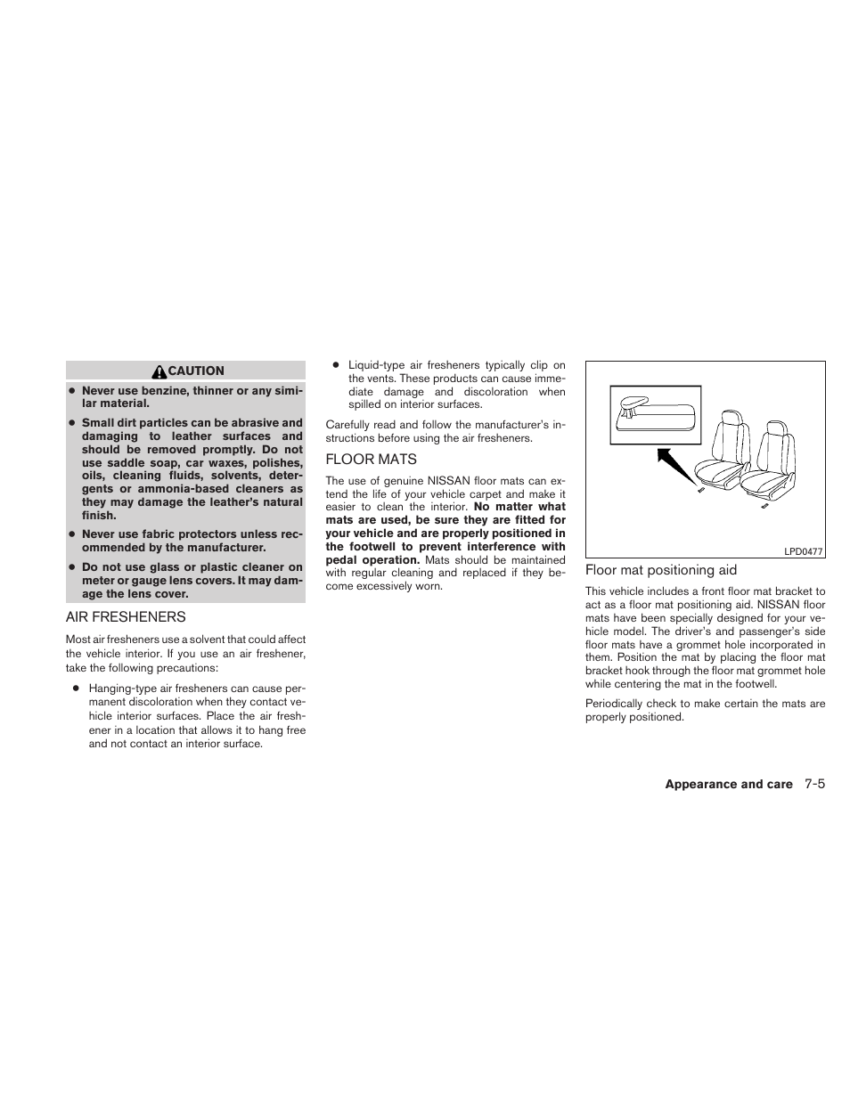 Air fresheners -5 floor mats -5 | NISSAN 2010 Maxima User Manual | Page 376 / 458