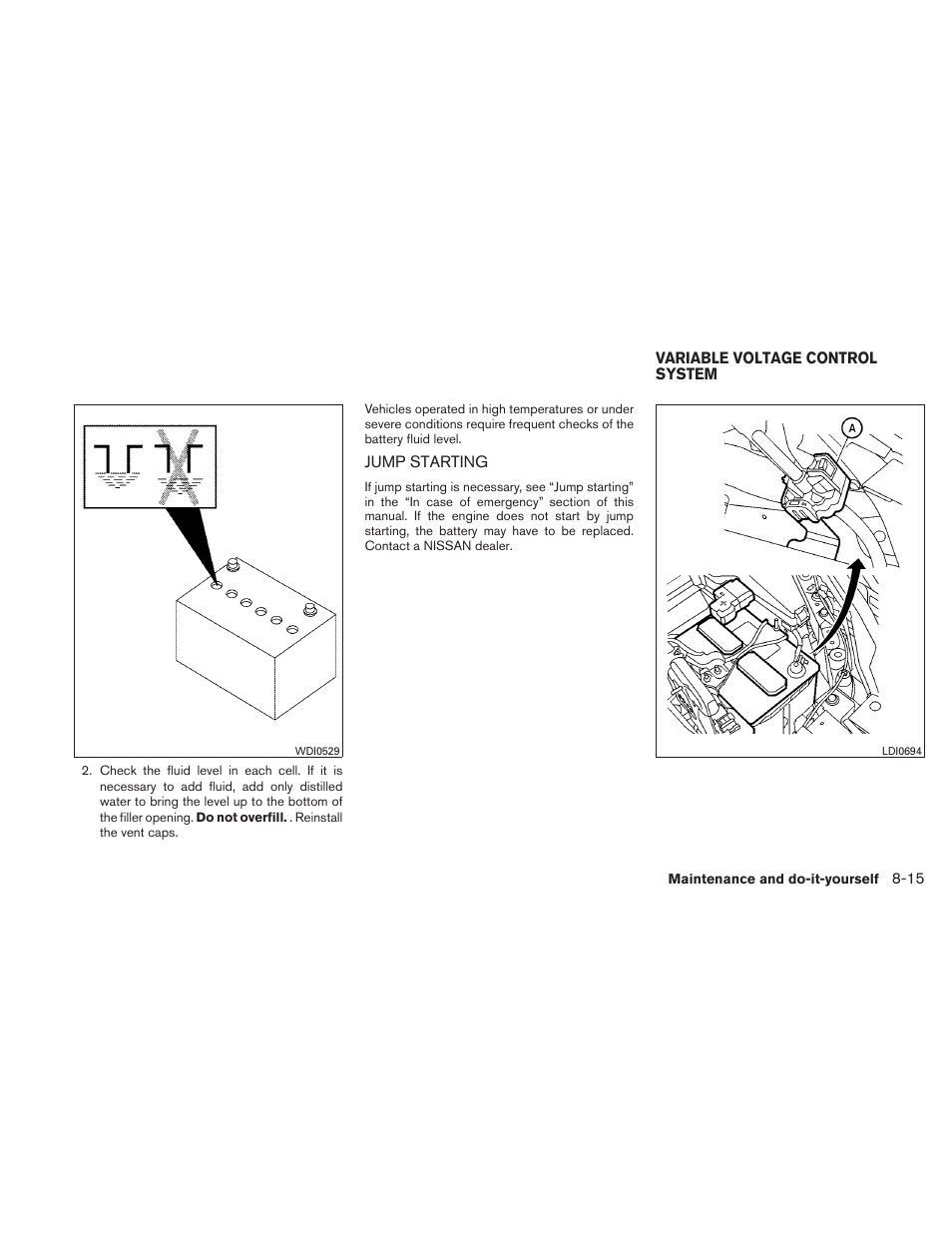 Jump starting -15, Variable voltage control system -15 | NISSAN 2010 Maxima User Manual | Page 394 / 458