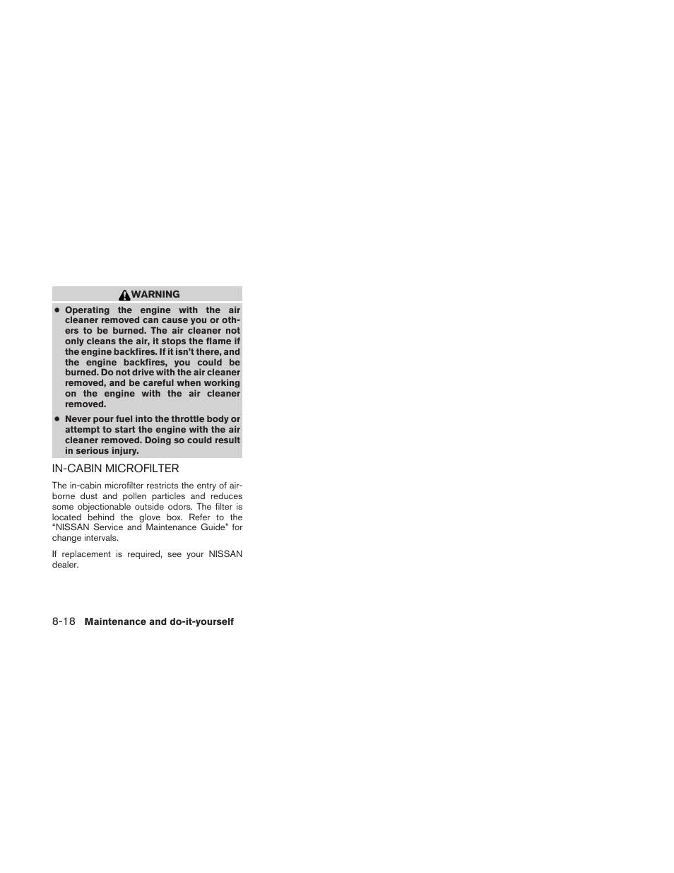 In-cabin microfilter -18 | NISSAN 2010 Maxima User Manual | Page 397 / 458