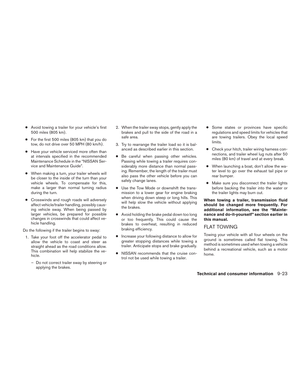 Flat towing -23 | NISSAN 2010 Maxima User Manual | Page 444 / 458