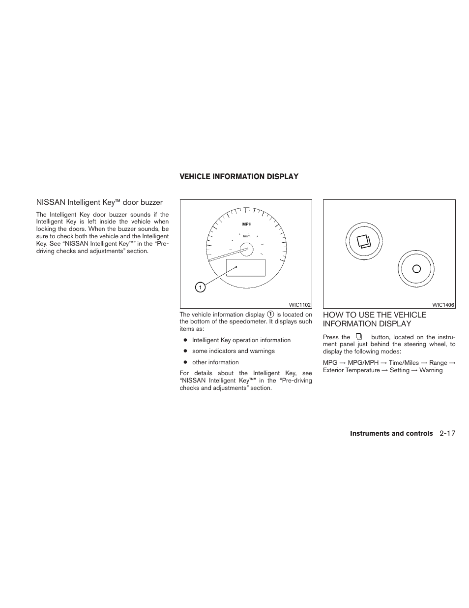 Vehicle information display -17, How to use the vehicle information display -17 | NISSAN 2010 Maxima User Manual | Page 90 / 458