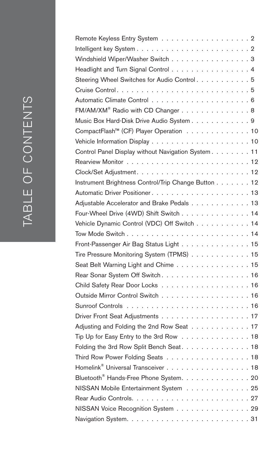 NISSAN 2008 Armada User Manual | Page 4 / 45