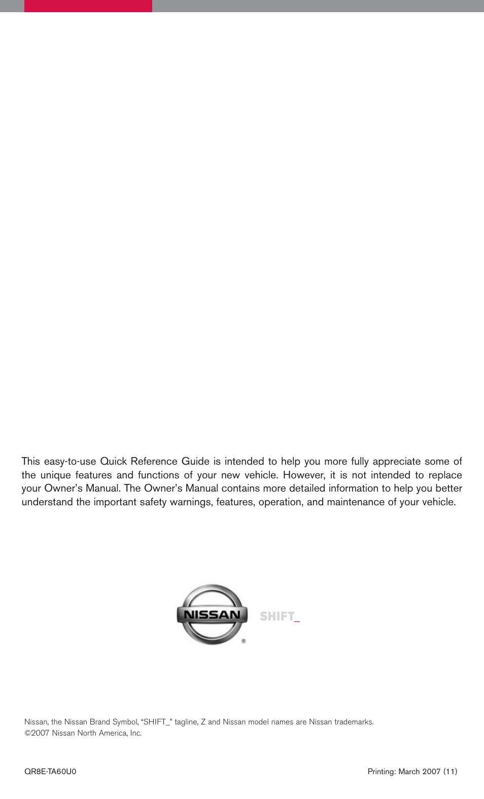 Shift | NISSAN 2008 Armada User Manual | Page 45 / 45