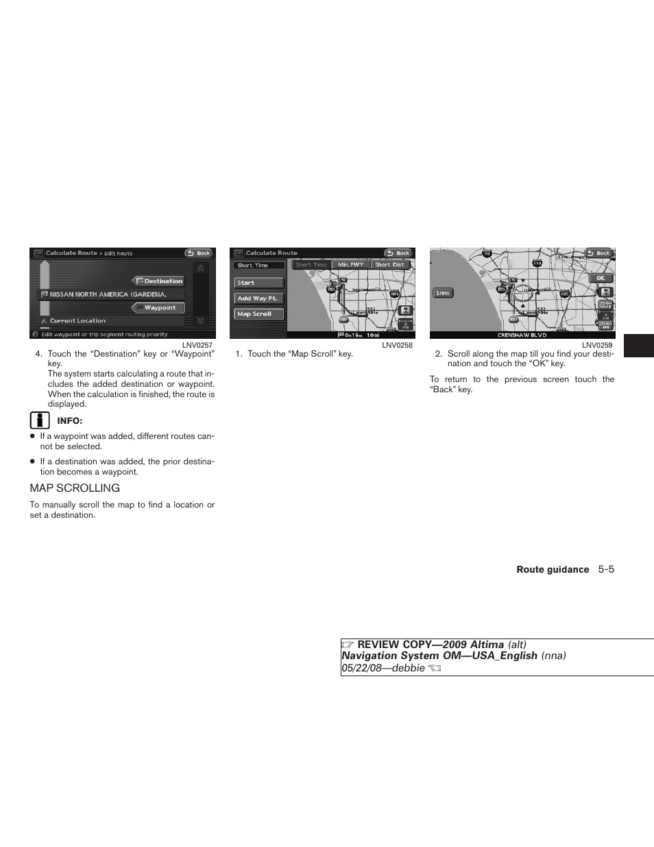 Map scrolling -5 | NISSAN 2009 Altima Coupe User Manual | Page 112 / 238