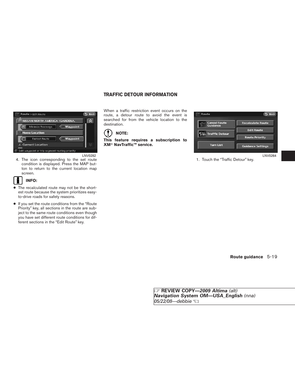 Traffic detour information -19 | NISSAN 2009 Altima Coupe User Manual | Page 126 / 238