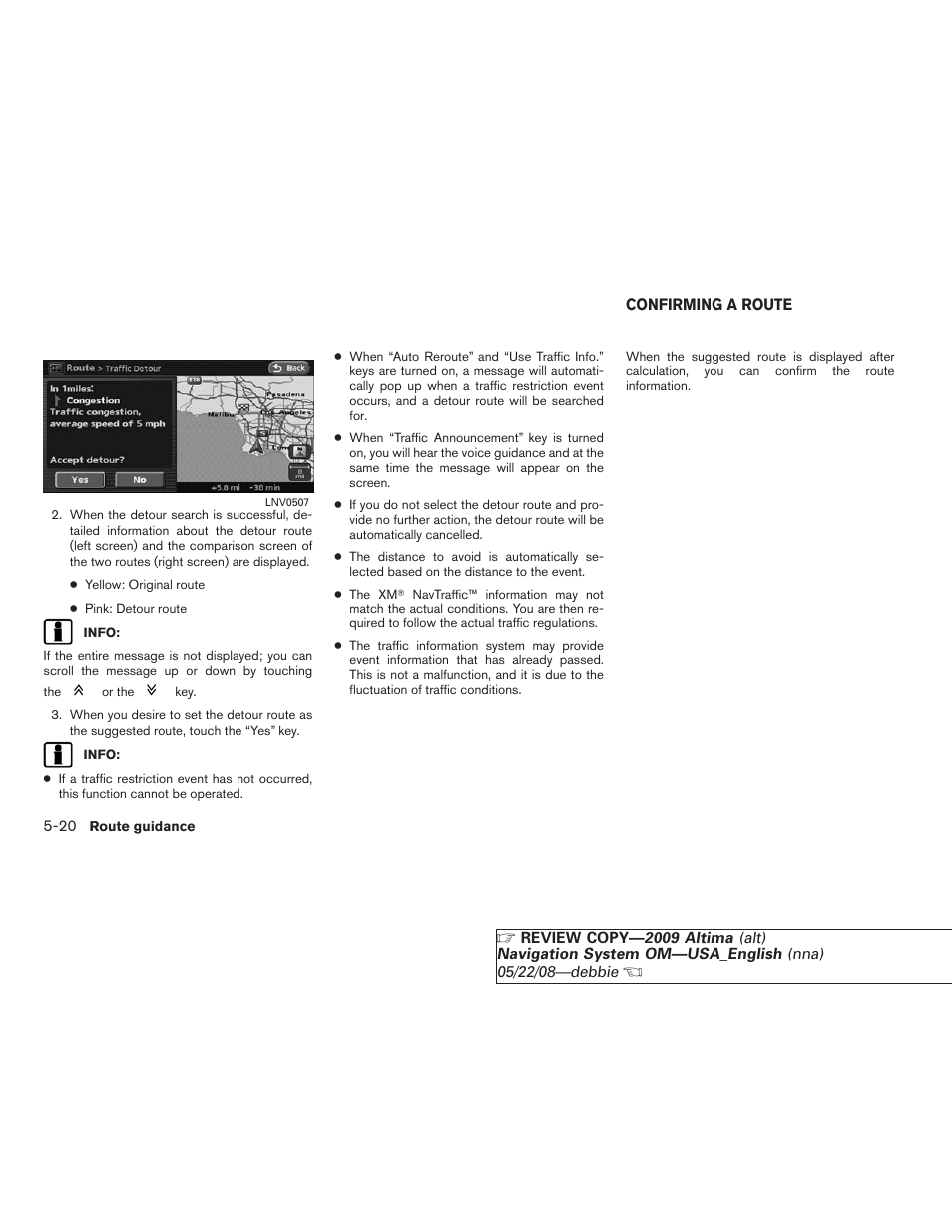 Confirming a route -20 | NISSAN 2009 Altima Coupe User Manual | Page 127 / 238