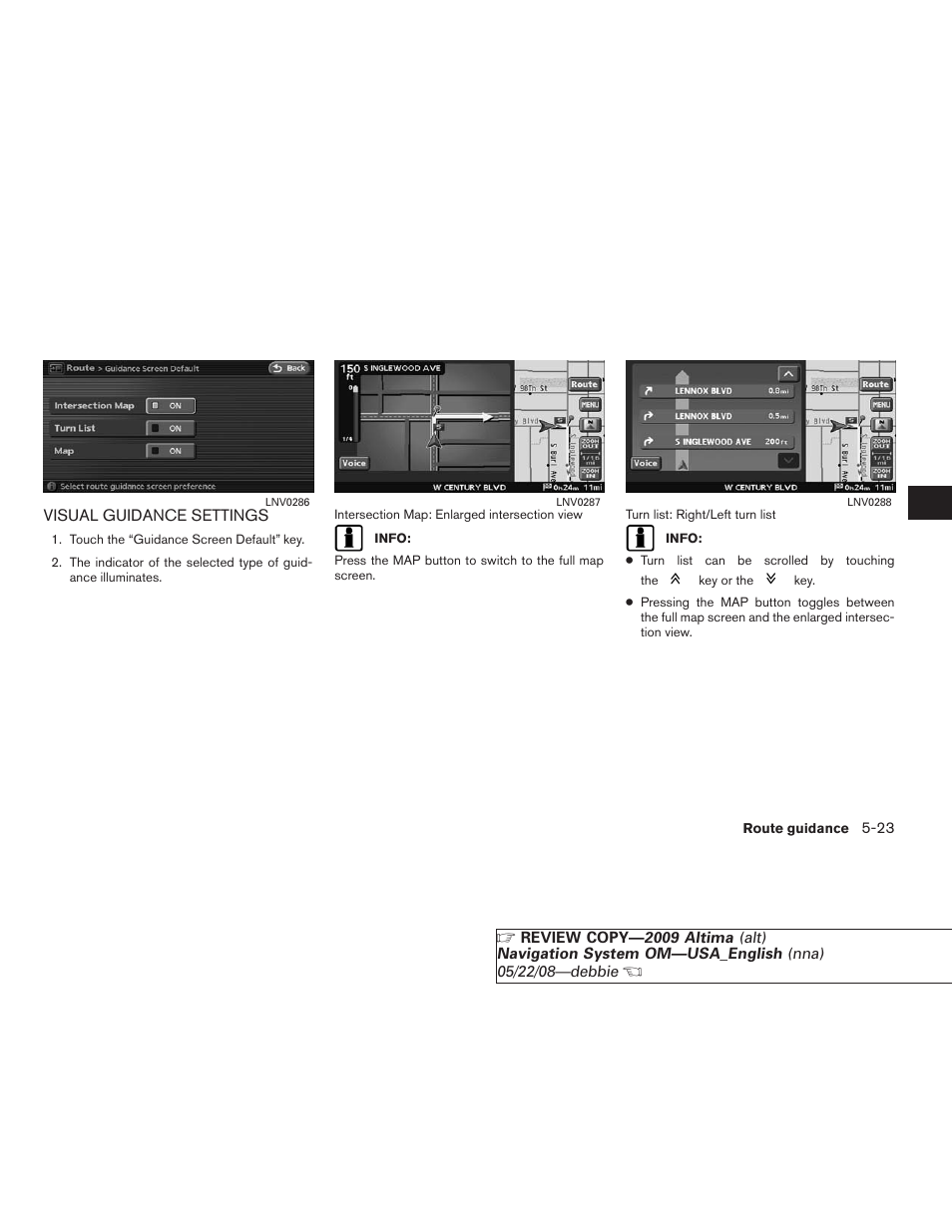 Visual guidance settings -23 | NISSAN 2009 Altima Coupe User Manual | Page 130 / 238