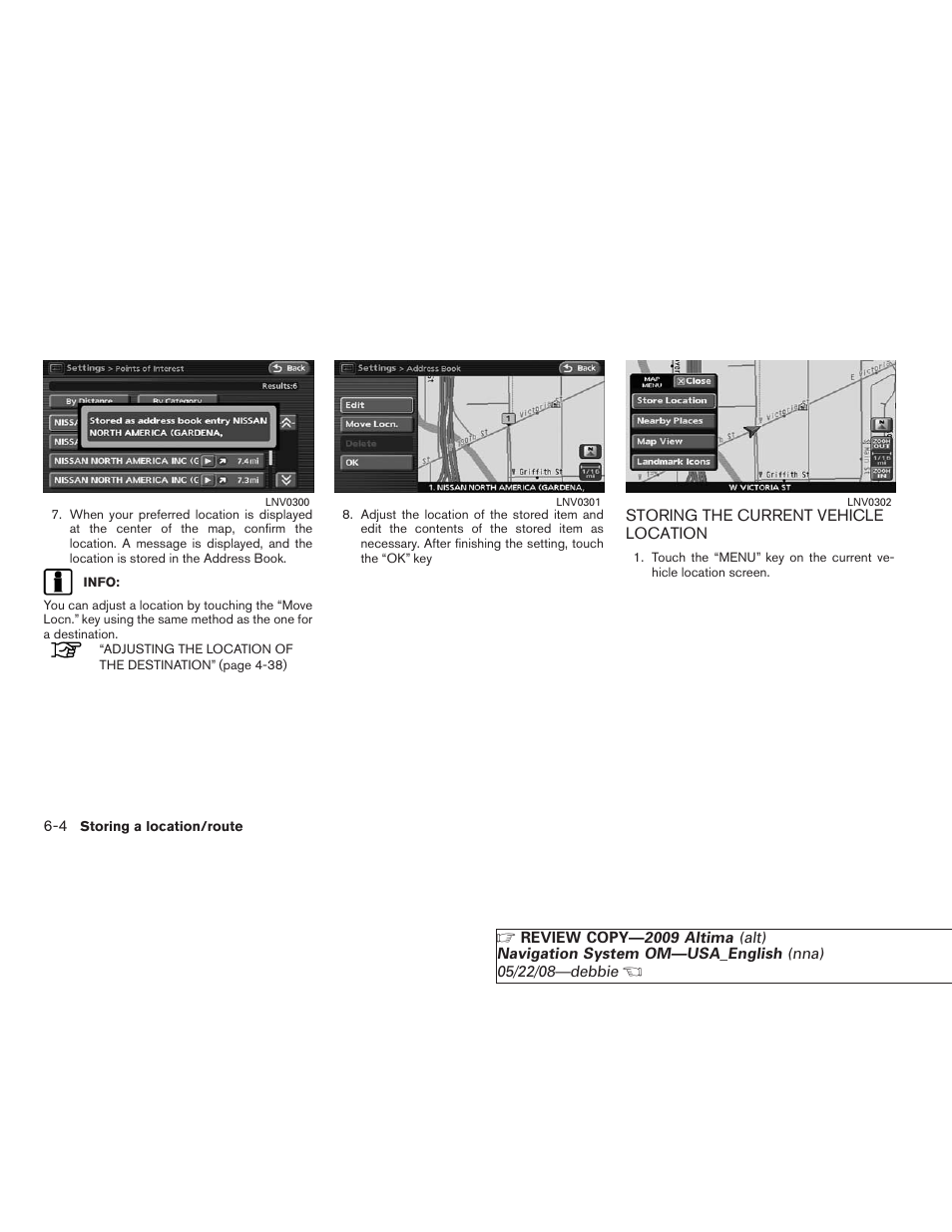 Storing the current vehicle location -4 | NISSAN 2009 Altima Coupe User Manual | Page 139 / 238