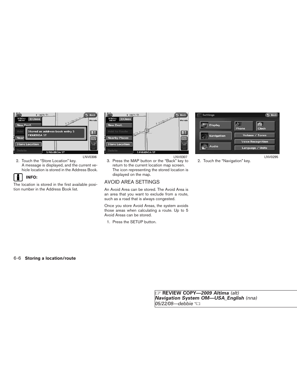 Avoid area settings -6 | NISSAN 2009 Altima Coupe User Manual | Page 141 / 238