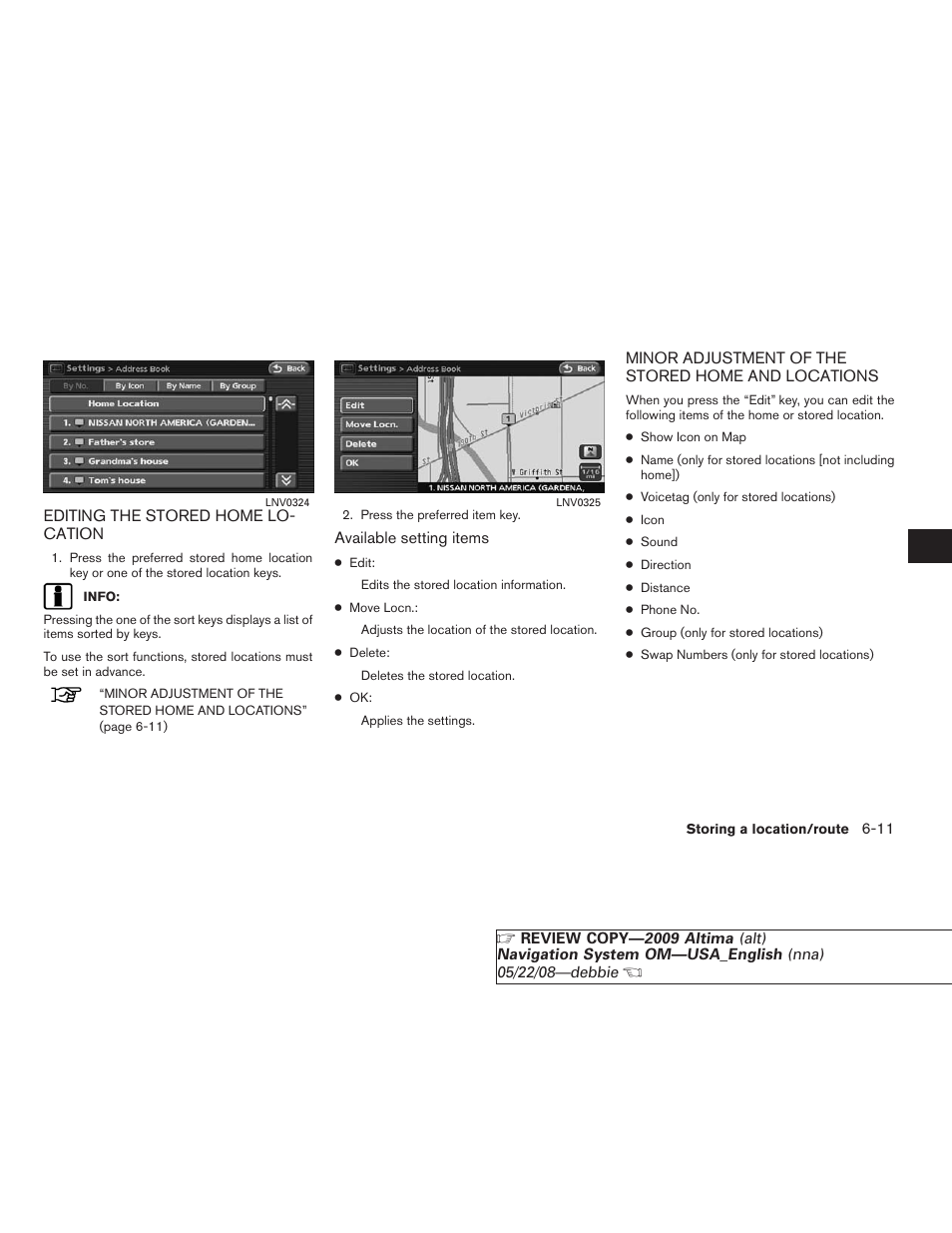 Editing the stored home location -11 | NISSAN 2009 Altima Coupe User Manual | Page 146 / 238