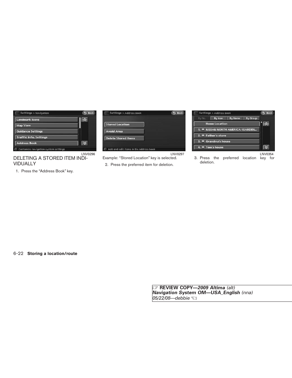 Deleting a stored item individually -22 | NISSAN 2009 Altima Coupe User Manual | Page 157 / 238
