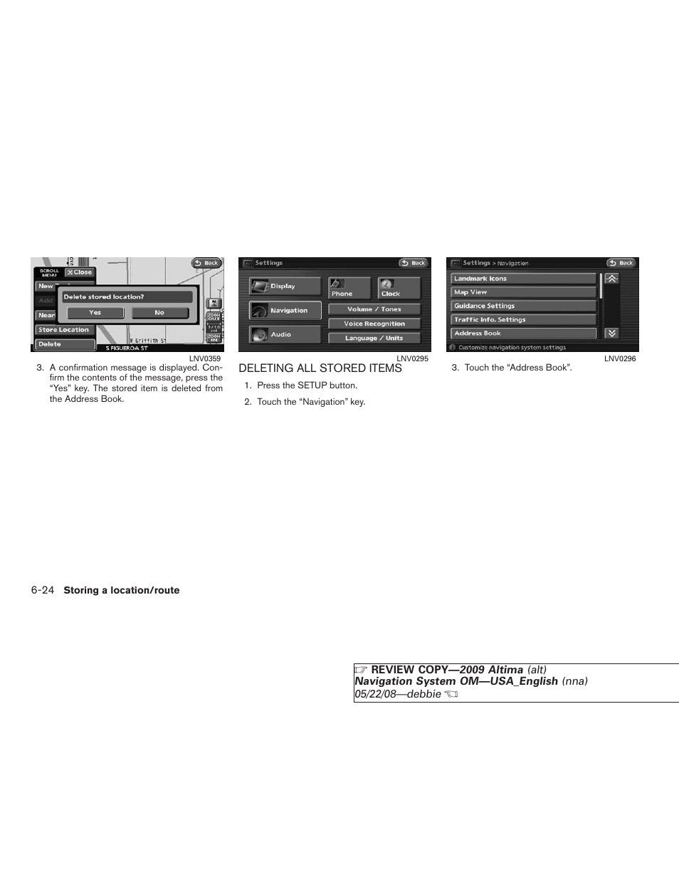 Deleting all stored items -24 | NISSAN 2009 Altima Coupe User Manual | Page 159 / 238