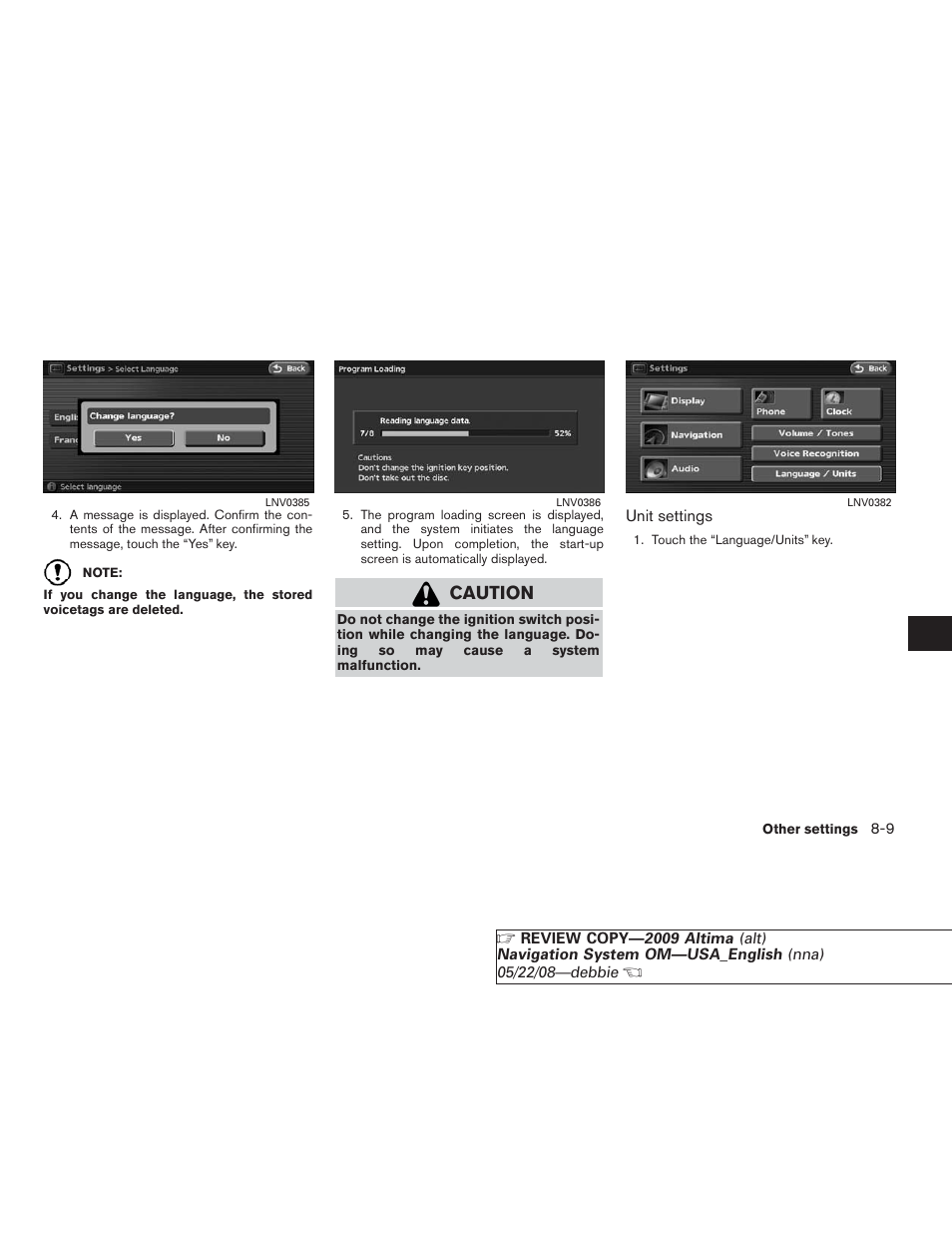 Caution | NISSAN 2009 Altima Coupe User Manual | Page 184 / 238