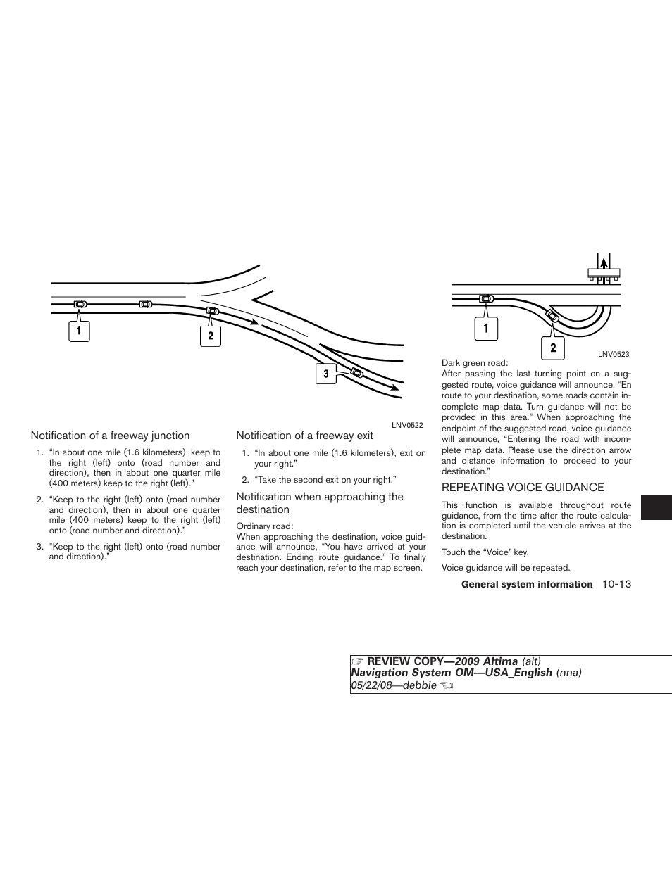 Repeating voice guidance -13 | NISSAN 2009 Altima Coupe User Manual | Page 212 / 238