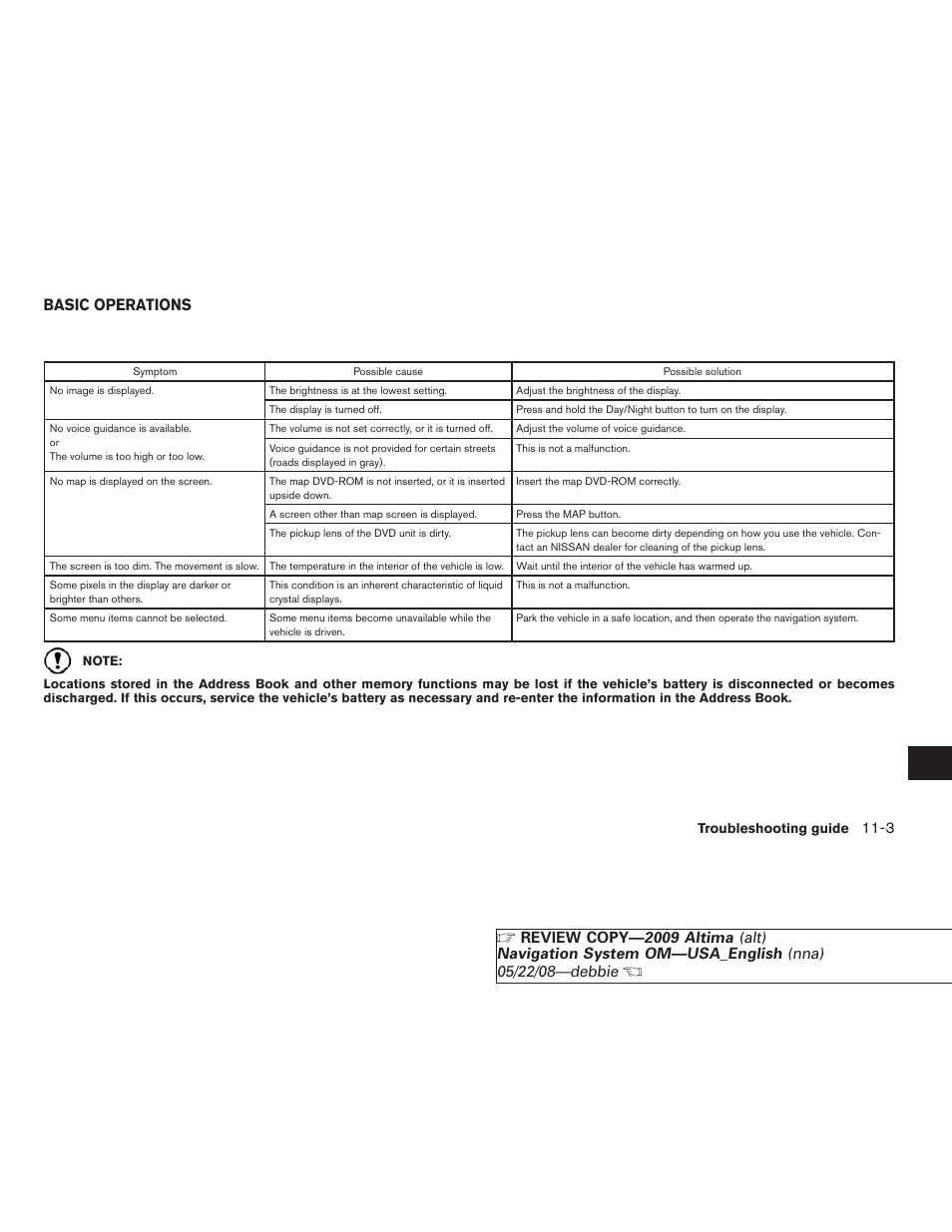 Basic operations -3, Basic operations | NISSAN 2009 Altima Coupe User Manual | Page 220 / 238