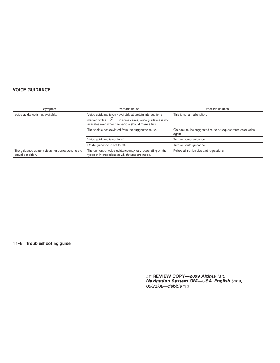 Voice guidance -8, Voice guidance | NISSAN 2009 Altima Coupe User Manual | Page 225 / 238