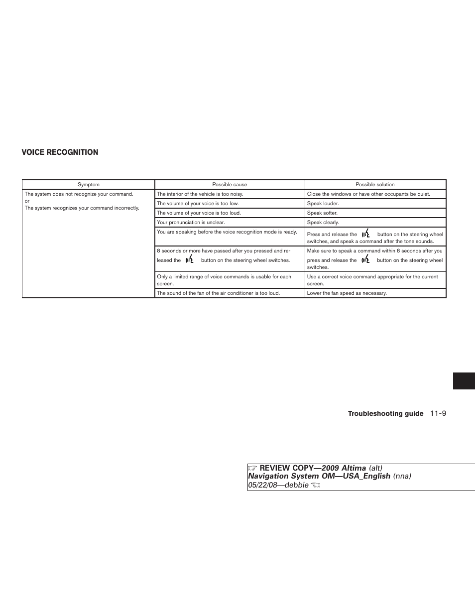 Voice recognition -9, Voice recognition | NISSAN 2009 Altima Coupe User Manual | Page 226 / 238