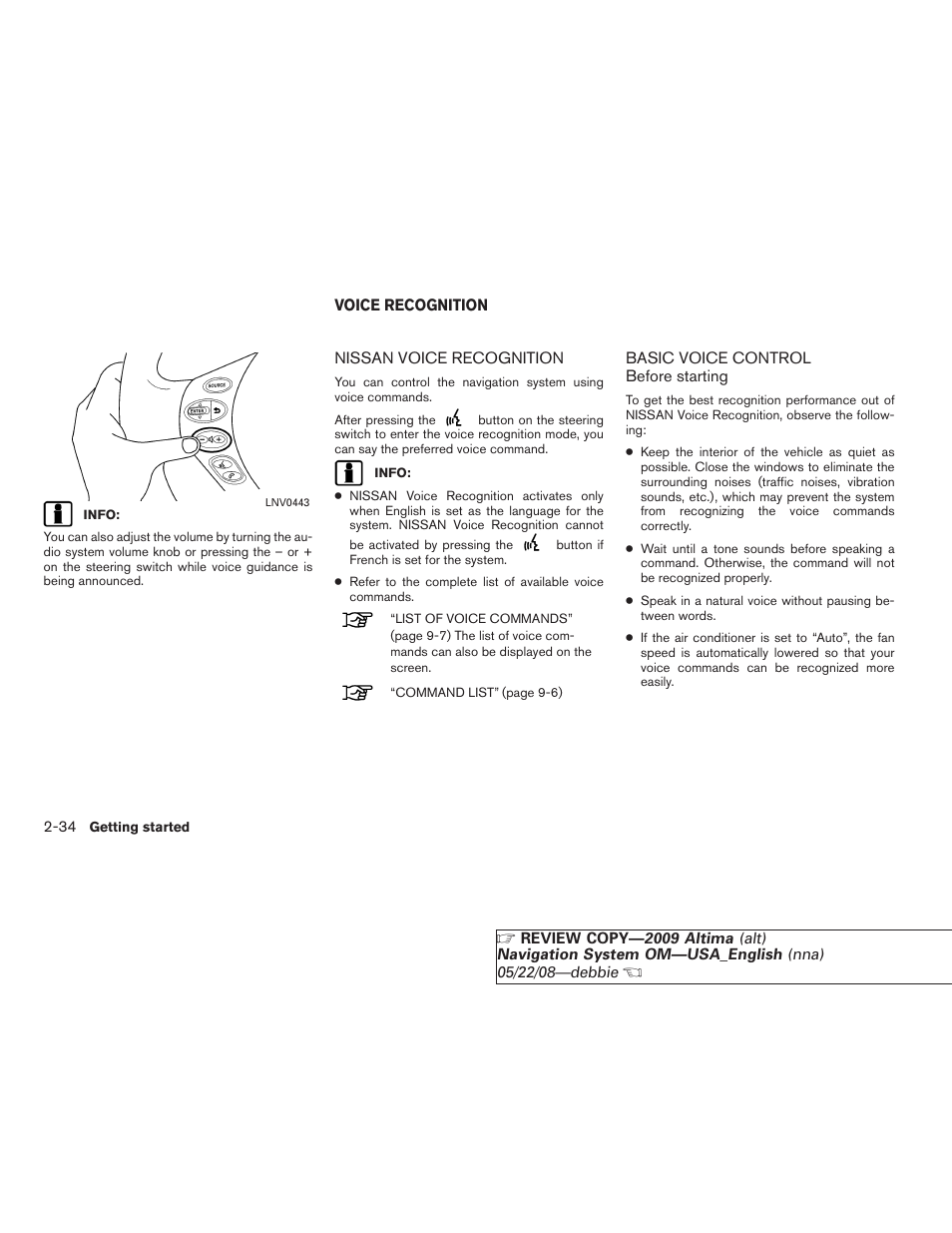 Voice recognition -34 | NISSAN 2009 Altima Coupe User Manual | Page 41 / 238