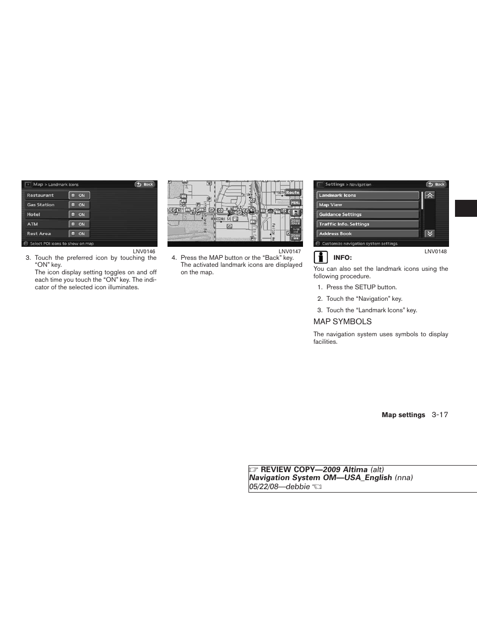 Map symbols -17 | NISSAN 2009 Altima Coupe User Manual | Page 62 / 238