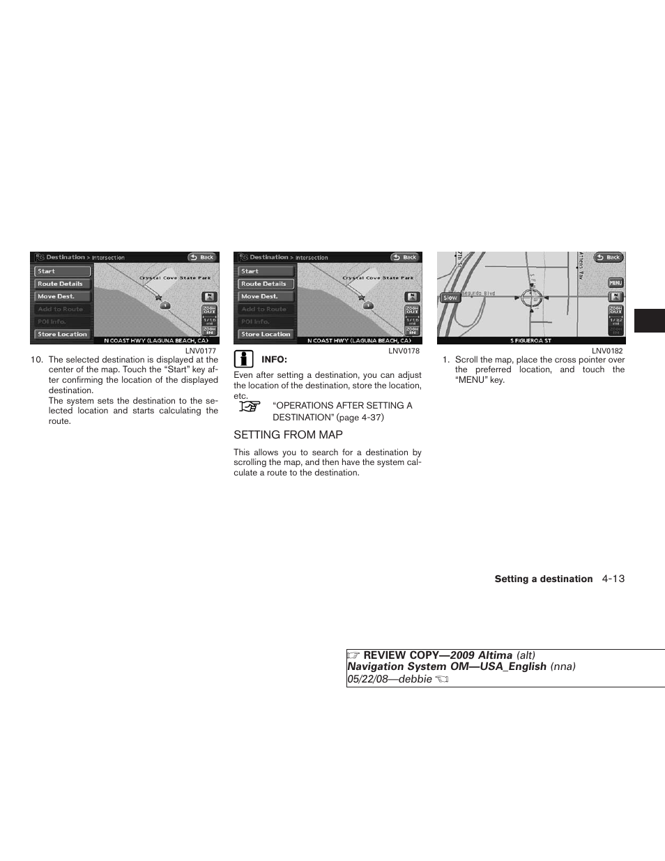 Setting from map -13 | NISSAN 2009 Altima Coupe User Manual | Page 78 / 238