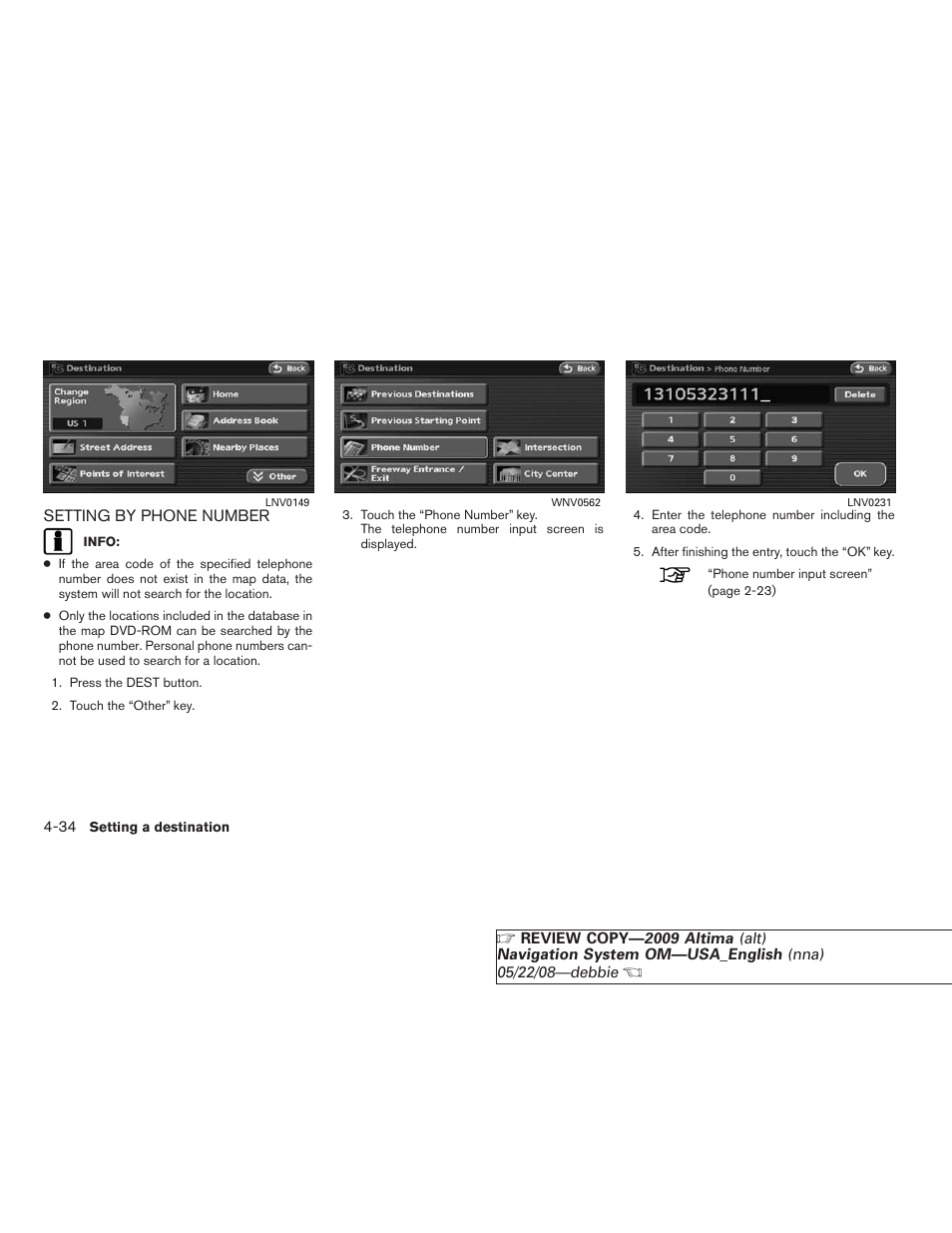 Setting by phone number -34 | NISSAN 2009 Altima Coupe User Manual | Page 99 / 238