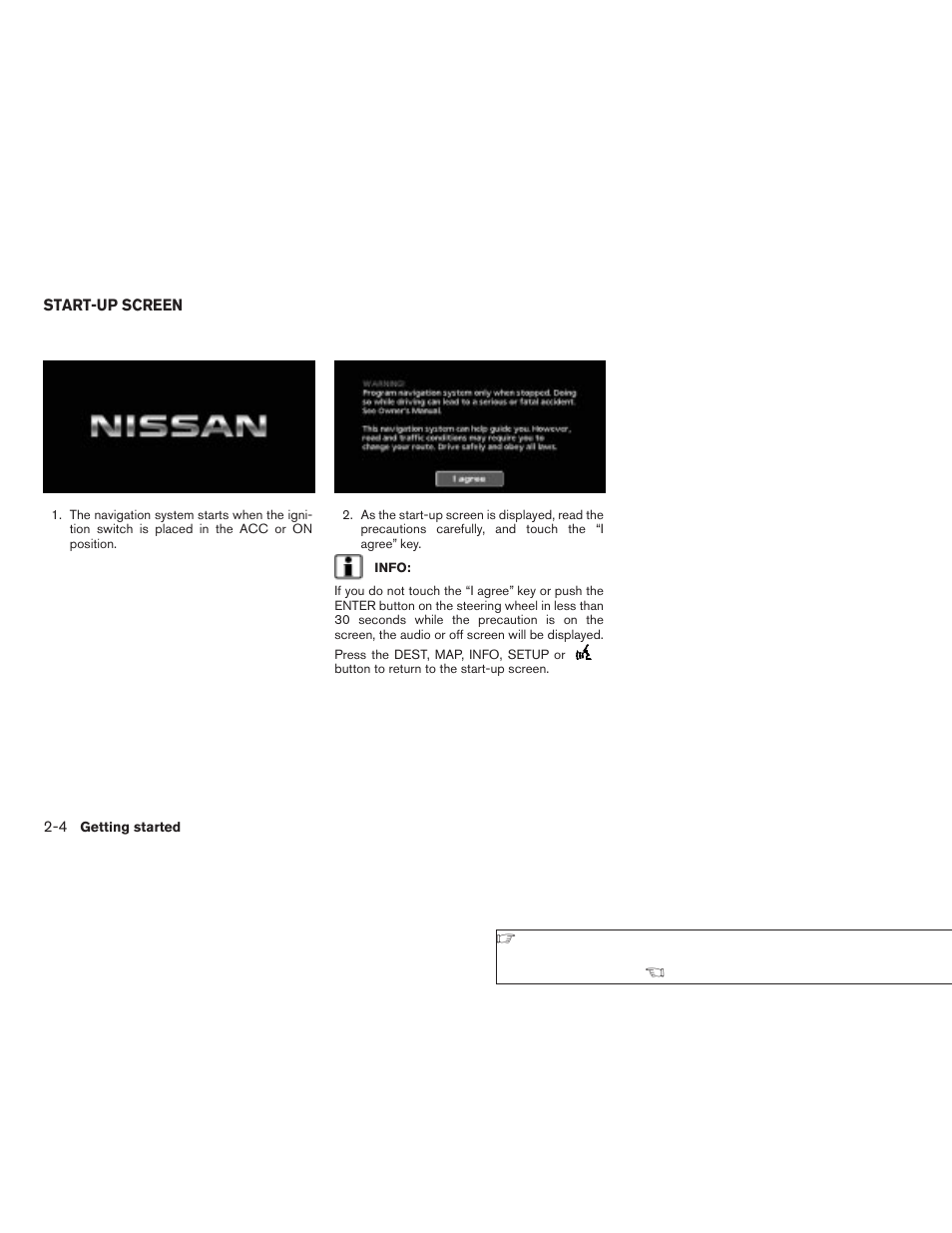 Start-up screen -4 | NISSAN 2008 Altima Sedan User Manual | Page 10 / 237