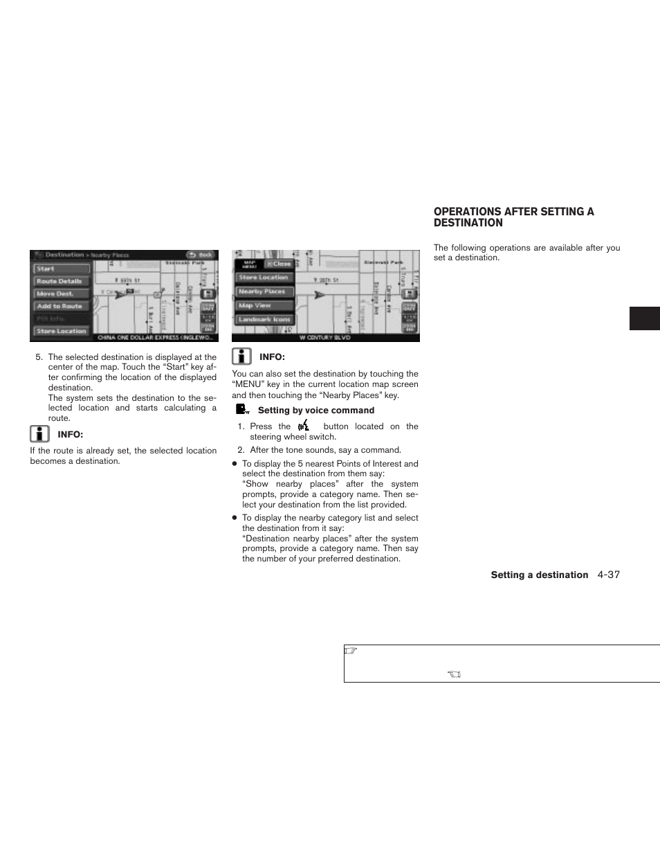 Operations after setting a destination -37 | NISSAN 2008 Altima Sedan User Manual | Page 101 / 237